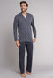 Schiesser Heren Pyjama - Doorknoop - Ruitenpatroon - Antraciet - Maat XL