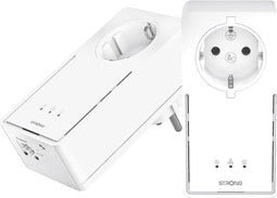 STRONG Powerline 2000 Kit - Duo Powerline Uitgangen - 2000 Mbps - 1 Ethernetpoort + Gefilterde Uitgang - Snelle Installatie - Wit (2 stuks)