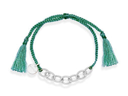 Scmyk BG-266 - Gevlochten armband - Zilver plated schakelketting - Turquoise