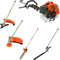 Kibani 6-in-1 Multitool XXL - Werkhoogte 5 meter - 52 cc / 1.9 PK 2-takt Benzine Motor - Heggenschaar, Kettingzaag, Grastrimmer, Maaidraad 100M, Onkruidborstel, Zaagblad, Maaidraad 100 m & Bosmaaier
