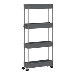 Servierwagen met 4 niveaus grijs 39 x 83,5 x 12,5 cm
