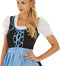 dressforfun Dirndl Oktoberfest Madl model 2 L - Dameskostuum met borduursel en schort - zwart/blauw