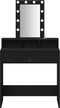 vidaXL - Zwarte - Eiken - Kaptafel - met - LED - Verlichting - - - 79x41x140 - cm