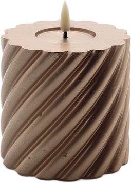 swirl led kaars metallic champagne 10x10cm