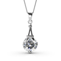 Yolora Dames Ketting - Kalpa Camaka Kristallen Hanger - 18K Wit Verguld - Zilverkleurig