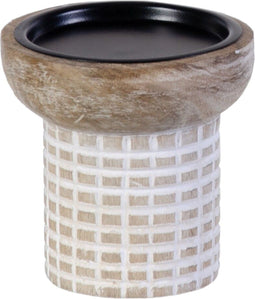 Kaarshouder 10,5 x 10,5 x 25 cm Wit Mangohout (3 Stuks)