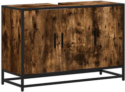 vidaXL - Wastafelkast - 90x33x60 - cm - bewerkt - hout - gerookt - eikenkleurig