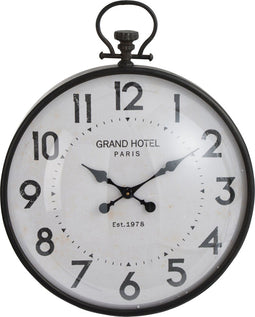 J-Line klok Rond Bol - metaal/glas - zwart - large - Ø 69 cm