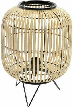 Bureaulamp DKD Home Decor Zwart Metaal Bruin Bamboe (30 x 30 x 40.5 cm)