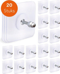 Skoov Zelfklevende Haakjes - Slingerklemmen - RVS - Waterproof - 20 Stuks (20 stuks)