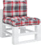 vidaXL - Palletkussens - 2 - st - ruitpatroon - stof - rood