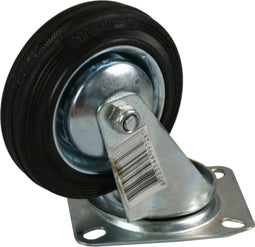 1x Zwenkwieltjes rubber zwart - 100mm - Tot 70kg draagkracht - Zwenkwielen - Transportwieltjes - Transportwielen