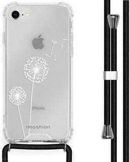iMoshion Hoesje Geschikt voor iPhone SE (2022) / SE (2020) / 8 / 7 Hoesje Met Koord - iMoshion Design Hoesje met Koord - Wit / Transparant / Dandelion
