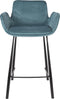 Zuiver Brit Counter Barkruk - Petrol - Velvet - Set van 2
