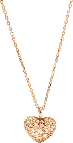 Fossil JF01156791 - Damesketting - Hartvormige hanger met steentjes - Rosékleurig - 42 cm
