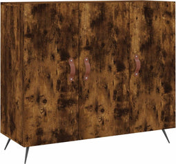 vidaXL - Dressoir - 90x34x80 - cm - bewerkt - hout - gerookt - eikenkleurig