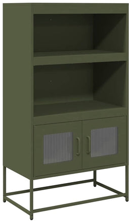 vidaXL - Hoge - kast - 68x39x123 - cm - staal - olijfgroen