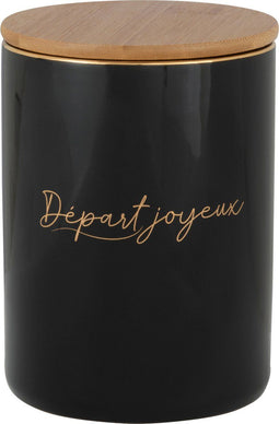 J-Line voorraadpot Départ Joyeux - porselein - zwart/goud