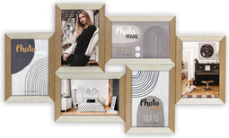 ZEP - Houten multi Fotolijst Vercelli in wit en bruin voor 6 foto's 10x15 cm (afmeting 54 x 33 cm) - DN697W