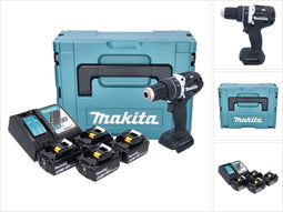 Makita DHP484T4JB Accu Klopboormachine 18V 54Nm - 4x 5.0Ah Accu + Oplader