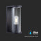 V-TAC VT-81040 - LED Wandlamp Buiten - E27 - IP44 - Rookglas - Mat Zwart