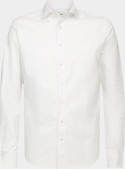 Profuomo slim fit heren overhemd - twill - strijkvriendelijk - wit - boordmaat: 39
