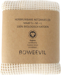 Bo Weevil Fruit- en Groente netjes - Biologisch katoen - 3 stuks - S-M-L