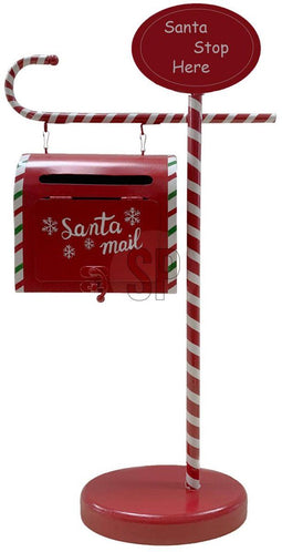 Home & Styling - Kerst brievenbus op voet - 25x10x51 cm - Rood