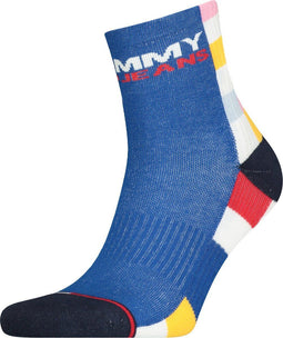 TOMMY JEANS - RACERCHECK - Unisex halfhoge sokken - Blauw