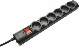 Trust Surge Protector 6 ports - Beveiligde stekkerdoos - 6x Geaarde stekkers - Zwart