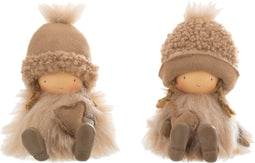 J-Line Meisje Winter Hart Zittend Poly Beige Assortiment Van 2