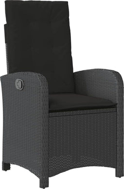 vidaXL - Tuinstoel - verstelbaar - met - kussens - poly - rattan - zwart