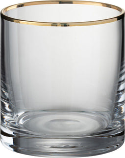 J-Line glas Rand Cilinder - glas - transparant/goud - 6 stuks