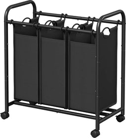 Wassorteerder - Wasmand met 3 afneembare tassen - 44 liter - Zwart (3 stuks)