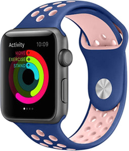iMoshion Siliconen sport bandje voor de Apple Watch Series 1 / 2 / 3 / 4 / 5 / 6 / 7 / 8 / 9 / SE - 38 / 40 / 41 mm - Blauw / Roze