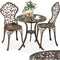 tectake® Lyon - 3-delige Bistroset - Vintage Design - Aluminium - Bronskleurig