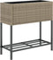 vidaXL - Plantenbakken - met - schap - 2 - st - 70x28x70 - poly - rattan - grijs