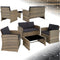 tectake® Wicker tuinloungeset - 2-zitsbank met 2 fauteuils en tafel - Comfortabele kussens - Beige