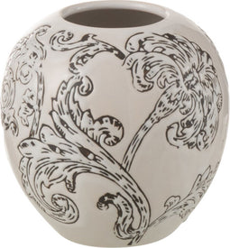 J-Line vaas Zen Bal - porselein - wit/zwart - Ø 11 cm