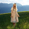Dressforfun Midi-Dirndl Traunstein 2 XL - Verkleedkostuum - Ruches en strass-steentjes - Beige en zilver