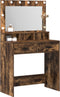 vidaXL - Make-up - Tafel - met - LED - Verlichting - - - Rook - Eik - 79x41x135 - cm