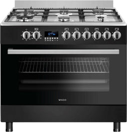 Wiggo WO-E969R(BX) - Gasfornuis - 5 gasbranders - Zwart RVS