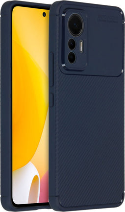 iMoshion Hoesje Geschikt voor Xiaomi 12 Lite Hoesje Siliconen - iMoshion Carbon Softcase Backcover - Blauw