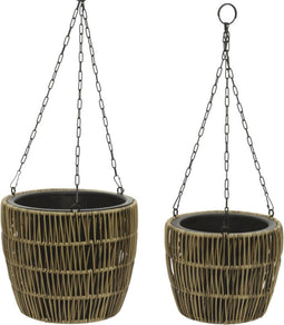 Hanging planter polyrattan round outdoor per stukKSD