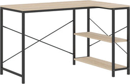 vidaXL - Computerbureau - 110x72x70 - cm - bewerkt - hout - zwart - en - eikenkleurig