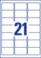 Avery L6023REV-25 - Afneembare Etiketten 63,5x38,1mm - Zelfklevend - Wit (525 stuks)