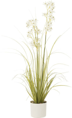 J-Line plant Allium In Pot - kunststof - groen/wit - medium