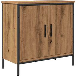 vidaXL - Wastafelkast - 60x30x60 - cm - bewerkt - hout - artisanaal - eikenkleurig