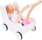 Angel Toys 606015 - Poppen loopwagen - Inclusief matrasje dekentje kussentje opbergtas - Roze wit