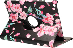 iMoshion Tablet Hoes Geschikt voor iPad 9 (2021) 9e generatie / iPad 7 (2019) 7e generatie / iPad 8 (2020) 8e generatie - iMoshion 360° Draaibare Design Bookcase - Zwart /Blossom Watercolor Black